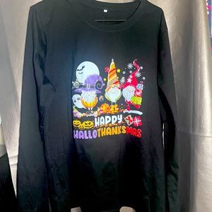 Gnomes Happy Hallothanksmas shirt 3XL New w/o tags Holiday Shirt